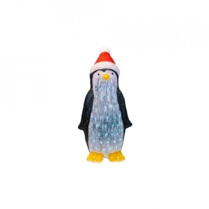 Pinguin decoratiune luminoasa de exterior din acril cu 150 led-uri, 8 jocuri de lumini, culoare multicolor, dimensiune 98 cm, alimentare la priza, HB-602