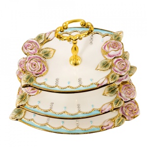 Platou decorativ etajat din ceramica, VS-2015 - Img 2