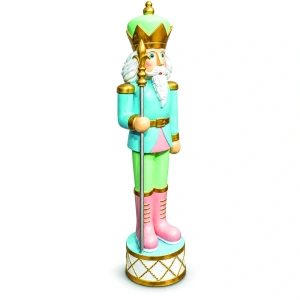 Soldățel nutcracker decorativ de Crăciun – albastru, din ceramica, Dimensiuni: 48 × 41 × 168 cm, Cod: OLD-433 - Img 2