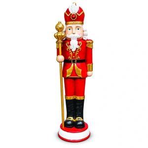 Soldățel nutcracker decorativ de Crăciun – roșu, din ceramica, Dimensiuni: 43 × 37,5 × 157 cm, Cod: OLD-436
