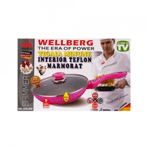 Tigaie universala Wellberg, cu interior antiaderent, diametru 26 cm, WB-2266-26G - Img 3