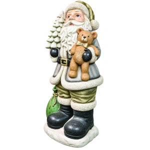 Moș Crăciun decorativ în ținută alb-argintie, din ceramica, Dimensiuni: 45*36*90 cm, Cod: OLD-414 - Img 2