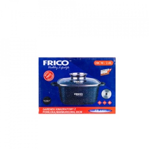Oala aluminiu marmurat, diametru 20cm, capacitate 2.8L, culoare negru, capac de sticla, cod 4401 - Img 2
