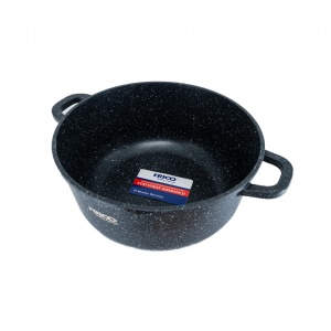 Oala aluminiu marmurat, diametru 24cm, capacitate 4.5L, culoare negru, capac de sticla, cod 4406 - Img 2