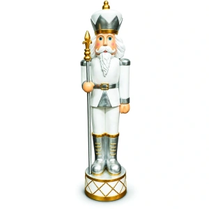 Soldățel nutcracker decorativ de Crăciun – alb-argintiu, din ceramica Dimensiuni: 48 × 41 × 168 cm, Cod: OLD-435