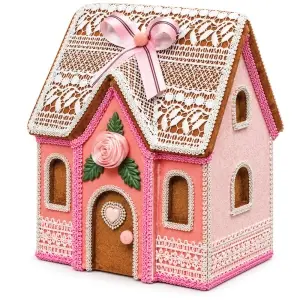 Decoratiune Craciun in forma de Casuta Roz, din polistiren, dimensiune: 27*20*35CM, DE-404 - Img 2