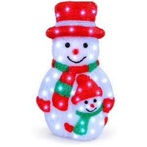 Om de zăpadă decorativ din acril cu LED-uri – 40 cm, 50 LED-uri, 8 funcții de iluminare, OLD-304