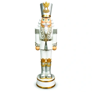 Soldățel nutcracker decorativ de Crăciun – alb, din ceramica, Dimensiuni: 51 × 48 × 183 cm, Cod: OLD-434