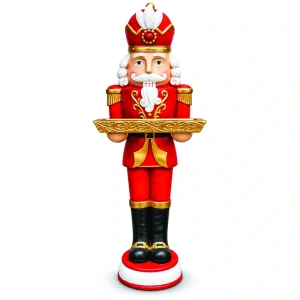 Soldățel nutcracker decorativ de Crăciun cu tavă, din ceramica, Dimensiuni: 48 × 47 × 157 cm, Cod: OLD-437 - Img 2
