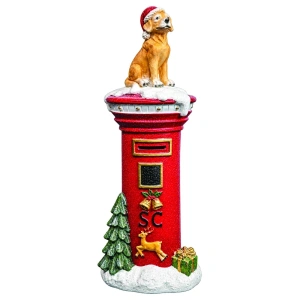 Cutie poștală decorativă de Crăciun cu ursuleț, din ceramica, Dimensiuni: 30*30*88 cm, Cod: OLD-423