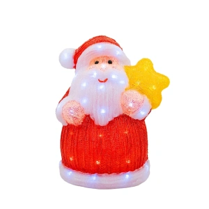 Decoratiune luminoasa pentru exterior din acril Mos Craciun, h 40cm, 60 led-uri, HH-103
