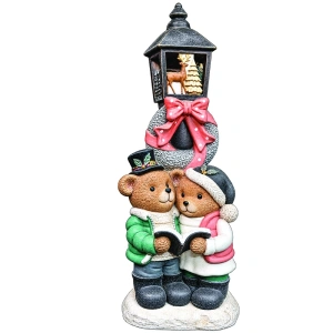 Felinar decorativ cu ursuleți de Crăciun, din ceramica, Dimensiuni: 39*35*92 cm, Cod: OLD-419 - Img 3