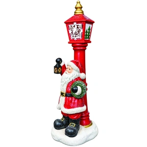Felinar decorativ de Crăciun cu Moș Crăciun, din ceramica, Dimensiuni: 32*24.5*90cm, Cod: OLD-424 - Img 3