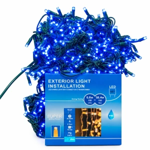 Instalație perdea LED 4 × 3 m – 800 LED – albastru/ FLASH, fir verde, OLD-360-B - Img 3