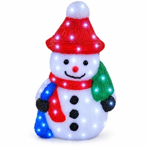 Om de zăpadă decorativ din acril cu LED-uri – 40 cm, 50 LED-uri, 8 funcții de iluminare, OLD-303