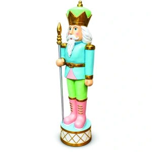 Soldățel nutcracker decorativ de Crăciun – albastru, din ceramica, Dimensiuni: 48 × 41 × 168 cm, Cod: OLD-433 - Img 3