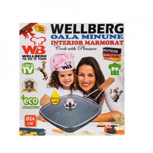 Tigaie grill cu interior antiaderent Wellberg, 24cm, WB-2400-24 - Img 3