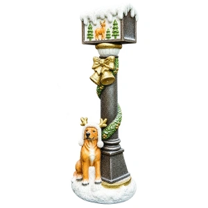 Felinar înalt decorativ cu catel și detalii aurii, din ceramica, Dimensiuni: 35*29.5*101 cm, Cod: OLD-426 - Img 3