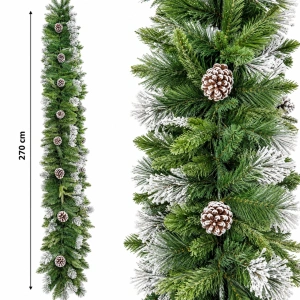 Ghirlanda decorativa din brad artificial si conuri, aspect premium, 270cm, OLD-127-270 - Img 2