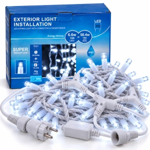 Instalație perdea LED 4 × 3 m – 800 LED – efect flash, fir alb, OLD-356-FLASH