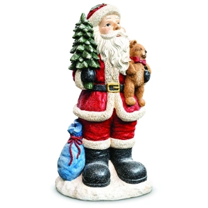 Moș Crăciun decorativ cu brăduț, din ceramica, Dimensiuni: 32 × 24,5 × 90 cm, Cod: OLD-430