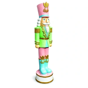 Soldățel nutcracker decorativ de Crăciun – verde, din ceramica, Dimensiuni: 51 × 48 × 183 cm, Cod: OLD-432 - Img 3