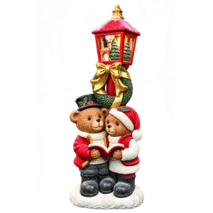 Felinar decorativ de Crăciun cu ursuleț, din ceramica, Dimensiuni: 39*35*92cm, Cod: OLD-417
