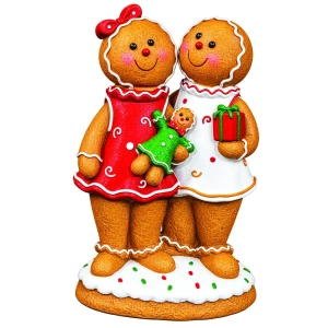 Figurină decorativă cu oameni de turtă dulce , din ceramica, Dimensiuni: 40,6 × 24 × 72 cm, Cod: OLD-410 - Img 2