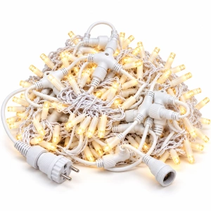 Instalație perdea LED 4 × 3 m – 800 LED – alb cald/ FLASH, fir alb, OLD-354-CLD