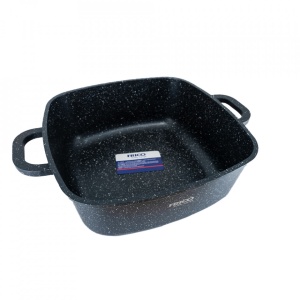 Oala aluminiu marmurat, diametru 24cm, capacitate 4.4L, culoare negru, capac de sticla, cod 4402 - Img 2