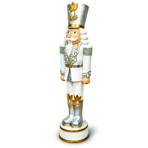 Soldățel nutcracker decorativ de Crăciun – alb, din ceramica, Dimensiuni: 51 × 48 × 183 cm, Cod: OLD-434 - Img 2