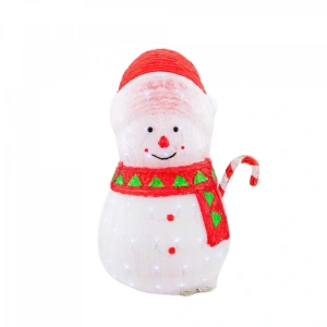 Decoratiune de exterior cu lumini, din acril, Om de Zapada,150 led-uri lumina rece, 8 jocuri de lumini, dimensiune 50x42x74cm