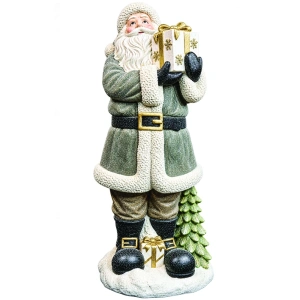 Moș Crăciun decorativ în ținută alb-negru, din ceramica, Dimensiuni: 52*45*121 cm, Cod: OLD-425