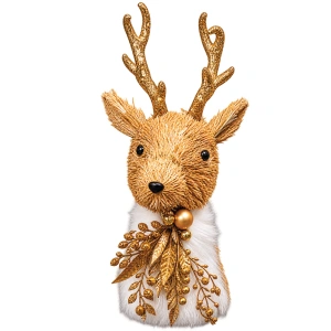 Ren decorativ de Crăciun, rustic, cu accente aurii, dimensiuni: 20 × 26 × 39 cm – DE-111 - Img 3