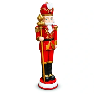 Soldățel nutcracker decorativ de Crăciun – roșu, din ceramica, Dimensiuni: 43 × 37,5 × 157 cm, Cod: OLD-436 - Img 3