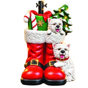 Suport de Brad Decorativ cu catei, din ceramica in forma de Ghete cu catelusi, 65 cm , OLD-403 - Img 2