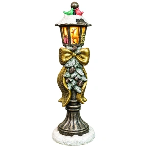 Felinar decorativ de Crăciun cu detalii festive, din ceramica, Dimensiuni: 27*26.5*81 cm , Cod: OLD-415
