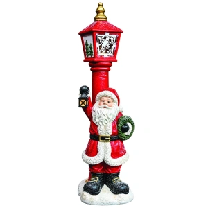 Felinar decorativ de Crăciun cu Moș Crăciun, din ceramica, Dimensiuni: 32*24.5*90cm, Cod: OLD-424