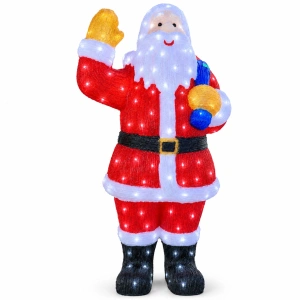 Moș Crăciun decorativ din acril cu LED-uri – 150 cm, 748 LED-uri, 8 funcții de iluminare, OLD-289