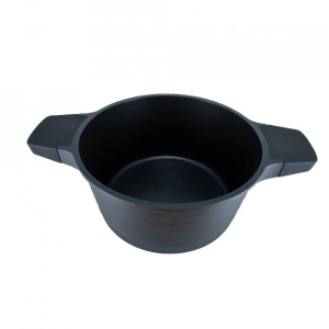 Oala aluminiu, capac din sticla cu maner de silicon diametru 20 cm, 2.7l, culoare black pro, cod 55872-20 - Img 3