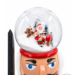 Soldățel decorativ de Crăciun cu căciulă cu efect de ninsoare, roșu și alb – 85 cm – Cod produs DE-795 - Img 2