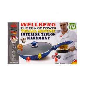 Tigaie universala Wellberg, cu interior antiaderent, diametru 24 cm, WB-2266-24B - Img 3