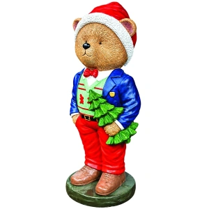 Ursuleț decorativ de Crăciun cu ținută festivă , din ceramica, Dimensiuni: 31 × 24 × 76 cm, Cod: OLD-411 - Img 3