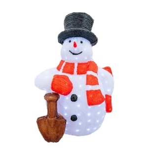 Decoratiune luminoasa pentru exterior din acril Om de Zapada, h 80cm, 176 led-uri, HH-97