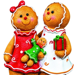 Figurină decorativă cu oameni de turtă dulce , din ceramica, Dimensiuni: 40,6 × 24 × 72 cm, Cod: OLD-410 - Img 3