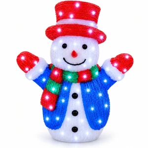 Om de zăpadă decorativ din acril cu LED-uri – 40 cm, 50 LED-uri, 8 funcții de iluminare, OLD-305
