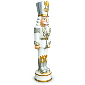 Soldățel nutcracker decorativ de Crăciun – alb, din ceramica, Dimensiuni: 51 × 48 × 183 cm, Cod: OLD-434 - Img 3