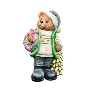 Ursuleț decorativ de Crăciun cu accesoriu de iarnă, din ceramica, Dimensiuni: 58*40*92 cm, Cod: OLD-418
