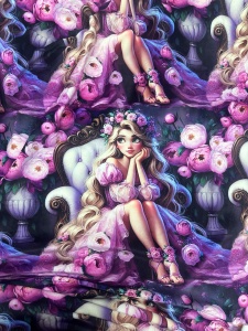 Catifea soft imprimata digital model Rapunzel