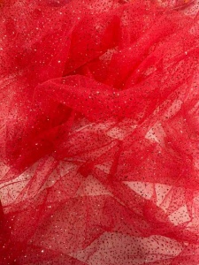 Tulle glitter rosu